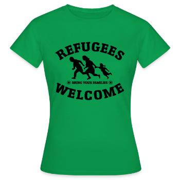 Refugees Welcome (versch. Farben) - Frauen T-Shirt - Kelly Green - Vorne - AI Model Female 172 dark (172cm)