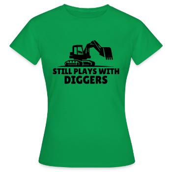 Still plays with diggers cadeau dragage - T-shirt Femme - vert - Devant - AI Model Female 172 dark (172cm)