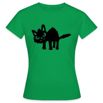 Böse lustige Katze - Frauen T-Shirt - Kelly Green - Vorne - AI Model Female 172 dark (172cm)