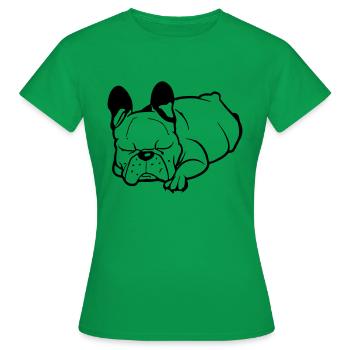 Schlafende Französische Bulldogge Faulenzer - Frauen T-Shirt - Kelly Green - Vorne - AI Model Female 172 dark (172cm)