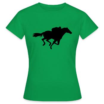 Cheval de course cheval galopant avec le cavalier - T-shirt Femme - vert - Devant - AI Model Female 172 dark (172cm)