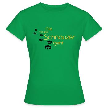 Celui avec le schnauzer / chien va / schnauzer géant - T-shirt Femme - vert - Devant - AI Model Female 172 dark (172cm)