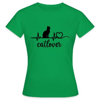 Battements de cœur de Catlover - T-shirt Femme - vert - Devant - AI Model Female 172 dark (172cm)