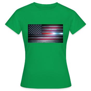 American Flag - Women's T-Shirt - kelly green - Front - AI Model Female 172 dark (172cm)