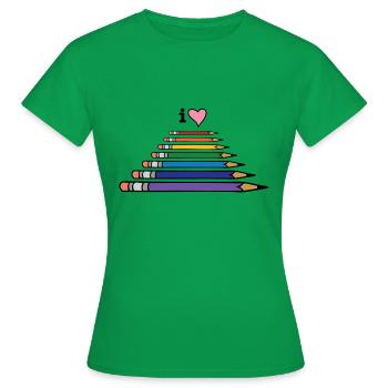 Love pencils - Women's T-Shirt - kelly green - Front - AI Model Female 172 dark (172cm)
