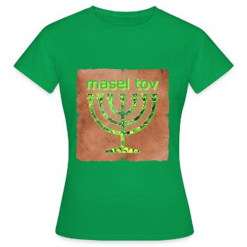masel tov e 35 - Frauen T-Shirt - Kelly Green - Vorne - AI Model Female 172 dark (172cm)