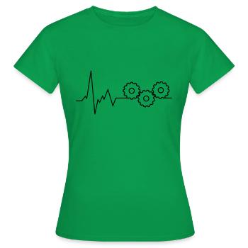herzschlag zahnräder - Frauen T-Shirt - Kelly Green - Vorne - AI Model Female 172 dark (172cm)