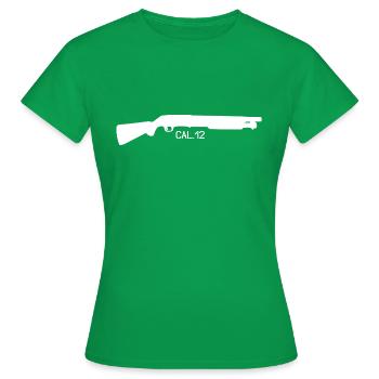 Fusil à pompe - Calibre 12 - Armes et Munitions - T-shirt Femme - vert - Devant - AI Model Female 172 dark (172cm)