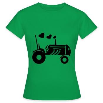 Traktor, Schlepper, Herzen - Frauen T-Shirt - Kelly Green - Vorne - AI Model Female 172 dark (172cm)
