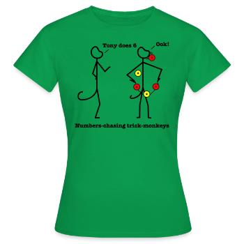 Numbers-Chasing Trick Monkeys - Women's T-Shirt - kelly green - Front - AI Model Female 172 dark (172cm)