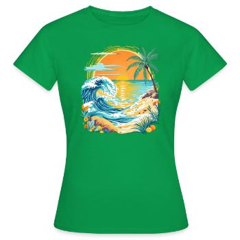 Plage du soleil d’été - T-shirt Femme - vert - Devant - AI Model Female 172 dark (172cm)