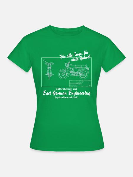 S51 Blueprint - East German Engineering - Frauen T-Shirt - Kelly Green