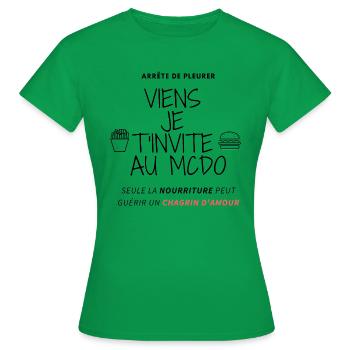 Viens je t'invite au McDo - T-shirt Femme - vert - Devant - AI Model Female 172 dark (172cm)