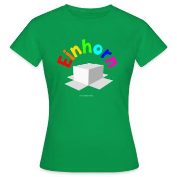 Einhorn unter weißem Karton - Frauen T-Shirt - Kelly Green - Vorne - AI Model Female 172 dark (172cm)