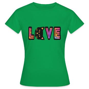 Love & LOVE Chat, Chat, Ami chat, Chat - T-shirt Femme - vert - Devant - AI Model Female 172 dark (172cm)
