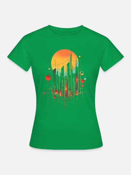 Abstraktes Stadtbild-T-Shirt-Design - Frauen T-Shirt - Kelly Green