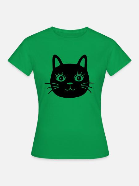 Katze Katzen Katzengesicht - Frauen T-Shirt - Kelly Green