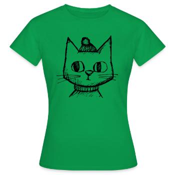 Cat Cats Cat Face - Women's T-Shirt - kelly green - Front - AI Model Female 172 dark (172cm)