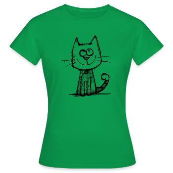Cat Cats Cat Face - Women's T-Shirt - kelly green - Front - AI Model Female 172 dark (172cm)