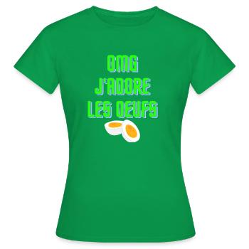 OMG j'adore les oeufs - T-shirt Femme - vert - Devant - AI Model Female 172 dark (172cm)