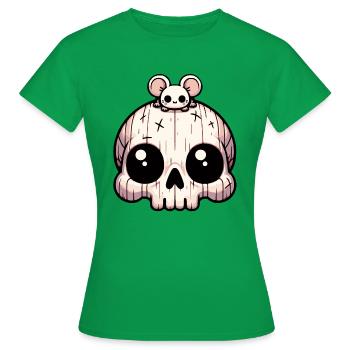 Drôle de petit crâne avec une petite souris - T-shirt Femme - vert - Devant - AI Model Female 172 dark (172cm)
