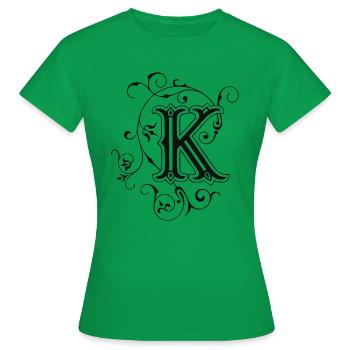 Buchstabe-K-Verzierung - Frauen T-Shirt - Kelly Green - Vorne - AI Model Female 172 dark (172cm)