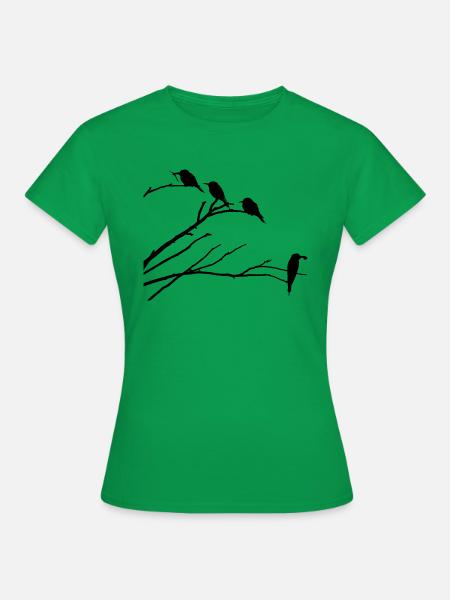 Vögel auf Ast - Frauen T-Shirt - Kelly Green