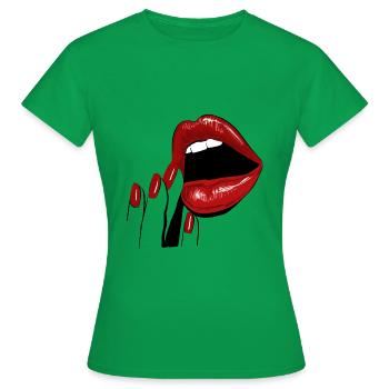 Rote Lippen Mund sinnliche Frau - Frauen T-Shirt - Kelly Green - Vorne - AI Model Female 172 dark (172cm)