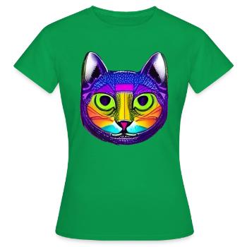 Psychedelic & Trippy Cat - Frauen T-Shirt - Kelly Green - Vorne - AI Model Female 172 dark (172cm)