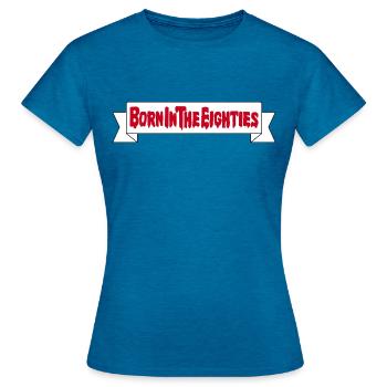 Geboren in den Achtzigern - Frauen T-Shirt - Antikblaues Saphir meliert - Vorne - AI Model Female 172 dark (172cm)