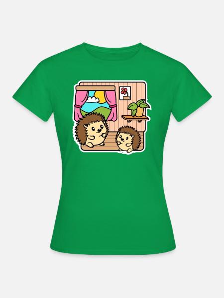 Putzige kleine Igel in ihrer putzigen Igel Wohnung - Frauen T-Shirt - Kelly Green