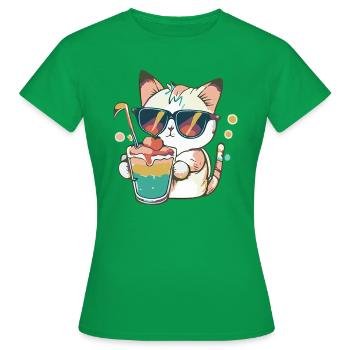 The Casual Cat - Women's T-Shirt - kelly green - Front - AI Model Female 172 dark (172cm)