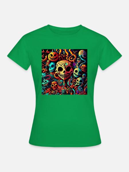 Psychedelisches Halloween-Muster - Frauen T-Shirt - Kelly Green