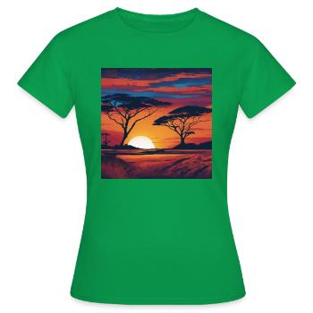 Africa Steppe and Animals - Women's T-Shirt - kelly green - Front - AI Model Female 172 dark (172cm)