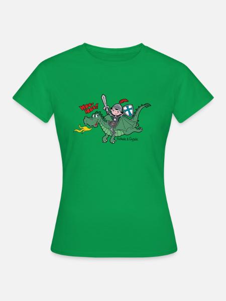 Kleiner Ritter und sein Freund, der Drache - Frauen T-Shirt - Kelly Green