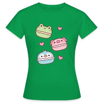 Cute Green Frog Pink Piggy Blue Penguin Macarons - Women's T-Shirt - kelly green - Front - AI Model Female 172 dark (172cm)
