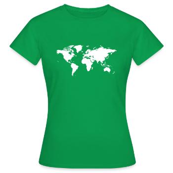 World map - Women's T-Shirt - kelly green - Front - AI Model Female 172 dark (172cm)