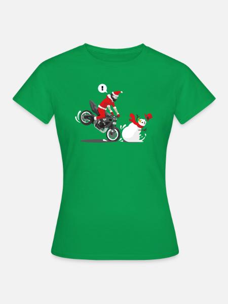 Weihnachtlicher Motorradstoppie - Frauen T-Shirt - Kelly Green