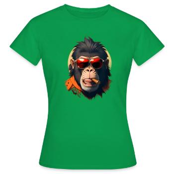 Casual Monkey: Sunglasses & Cigar - Women's T-Shirt - kelly green - Front - AI Model Female 172 dark (172cm)
