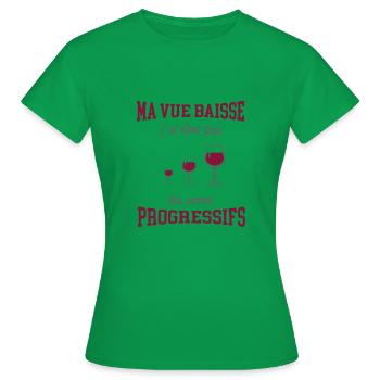 Ma vue baisse j'ai pris des verres progressifs - T-shirt Femme - vert - Devant - AI Model Female 172 dark (172cm)
