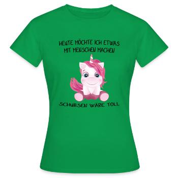 Einhorn heute möchte ich was mit menschen machen - Frauen T-Shirt - Kelly Green - Vorne - AI Model Female 172 dark (172cm)