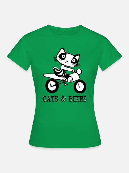 Katzen und Fahrräder - Frauen T-Shirt - Kelly Green