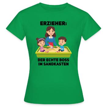 Sandkasten-Chef – Erzieher mit Führungsstil - Frauen T-Shirt - Kelly Green - Vorne - AI Model Female 172 dark (172cm)