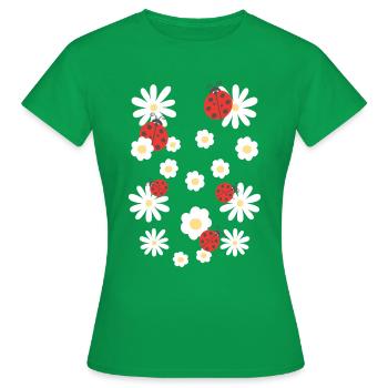 Ladybug lucky charm with flowers gift - Women's T-Shirt - kelly green - Front - AI Model Female 172 dark (172cm)