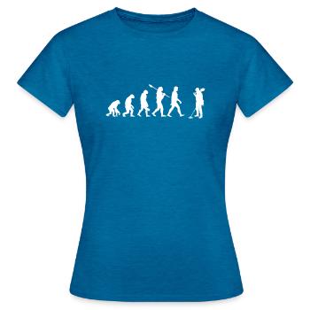 Evolution des Menschen - Metalldetektor Nr. 1 - Frauen T-Shirt - Antikblaues Saphir meliert - Vorne - AI Model Female 172 dark (172cm)