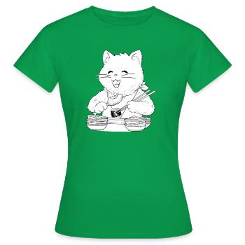 Chat avec beaucoup d’appétit, pour les fans de « tout ce que vous pouvez manger » - T-shirt Femme - vert - Devant - AI Model Female 172 dark (172cm)