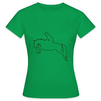 Cheval cabré dans un design à une ligne - T-shirt Femme - vert - Devant - AI Model Female 172 dark (172cm)