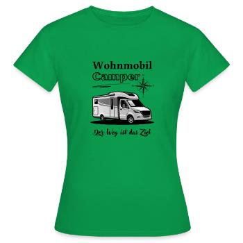 Wohnmobil Camper-Wohnmobil Spruch + Motiv - Frauen T-Shirt - Kelly Green - Vorne - AI Model Female 172 dark (172cm)