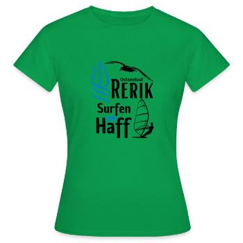 Rerik surfing at the lagoon-Baltic Sea resort Rerik-Salzhaff - Women's T-Shirt - kelly green - Front - AI Model Female 172 dark (172cm)