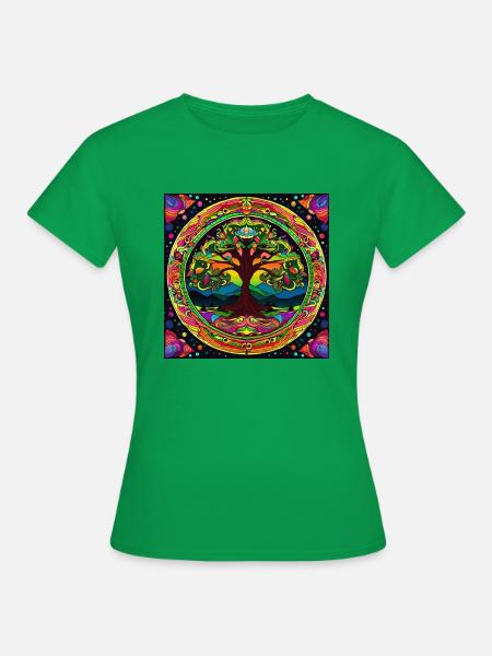 Trippy Mandala Baum - Frauen T-Shirt - Kelly Green
